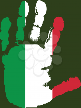 Royalty Free Clipart Image of an Italian Flag on a Palm