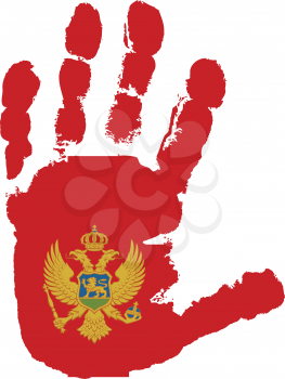 Royalty Free Clipart Image of a Flag for Montenegro on a Palm