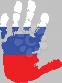 Royalty Free Clipart Image of a Russian Flag on a Palm
