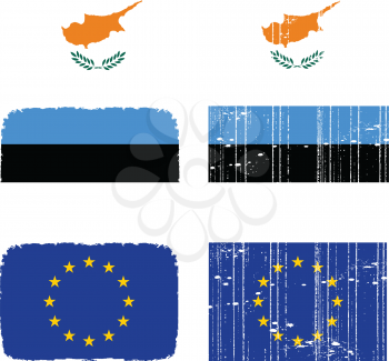 Royalty Free Clipart Image of Flags of Cyprus, Estonia and Europe