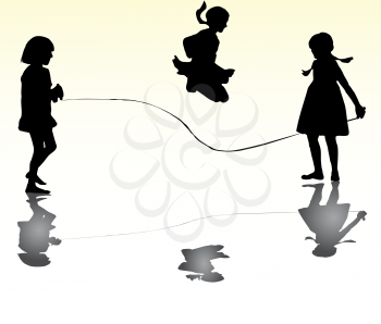 Royalty Free Clipart Image of Girls Skipping