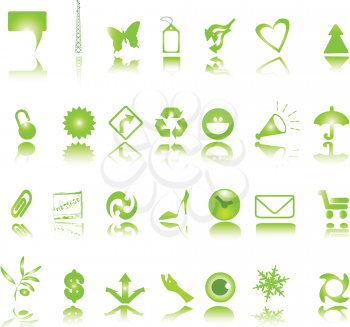 Royalty Free Clipart Image of Symbols in Green