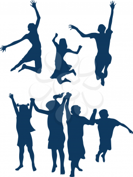 Royalty Free Clipart Image of a Group of Happy Children Jumping