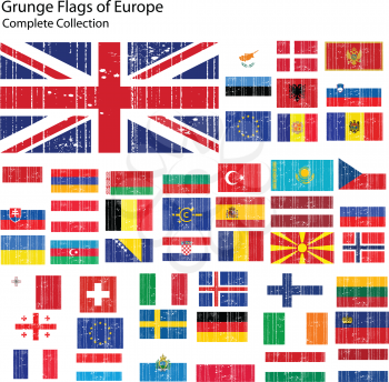 Royalty Free Clipart Image of a Grunge Group of European Flags