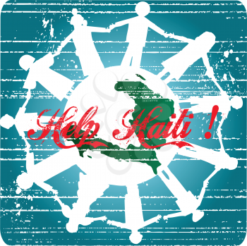 Royalty Free Clipart Image of a Grungy Help Haiti