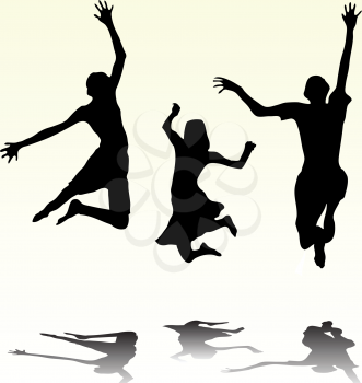 Royalty Free Clipart Image of Happy Kids Jumping