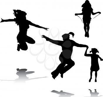 Royalty Free Clipart Image of Jumping People