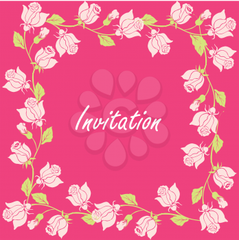 Royalty Free Clipart Image of Roses on an Invitation