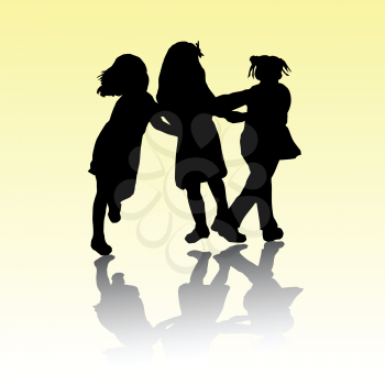 Royalty Free Clipart Image of Little Girls Playing