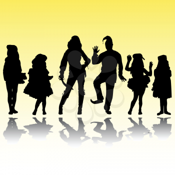 Royalty Free Clipart Image of Man, Woman and Children in Costume
