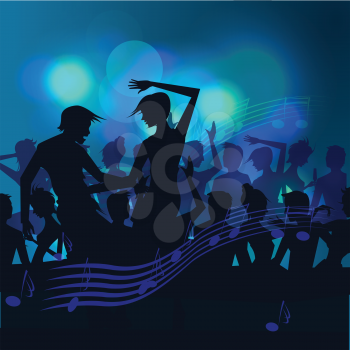 Royalty Free Clipart Image of a Party Scene on Blue