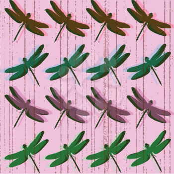 Royalty Free Clipart Image of Dragonflies on Pink