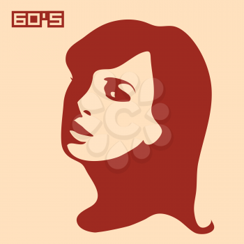 Royalty Free Clipart Image of a Woman With 60's in the Corner