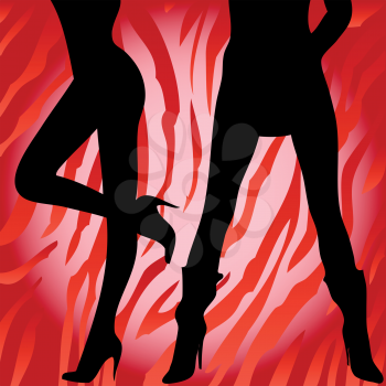Royalty Free Clipart Image of Two Pairs of Women's Legs