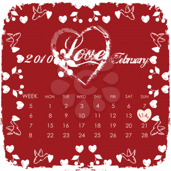 Royalty Free Clipart Image of a Valentine Calendar