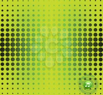Royalty Free Clipart Image of Lime Green Gradient Circles and a Note in the Bottom Corner