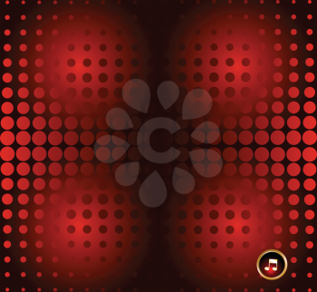 Royalty Free Clipart Image of Red Gradient Circles and a Note in the Bottom Corner