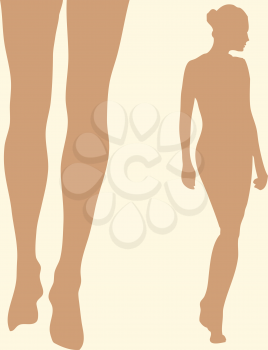 Royalty Free Clipart Image of a Woman and a Pair of Legs