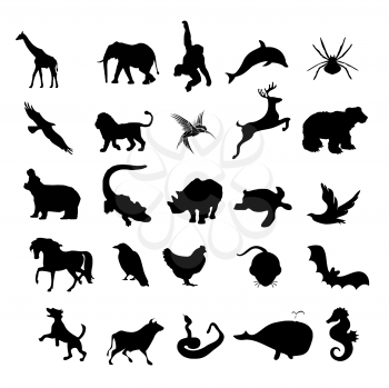 animals silhouettes,wild and pets, etc