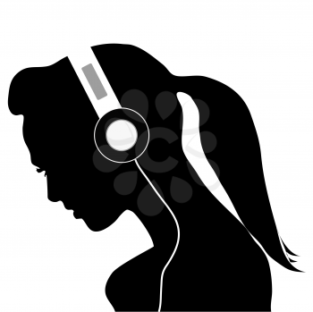 beautiful woman silhouette portrait with headsets
