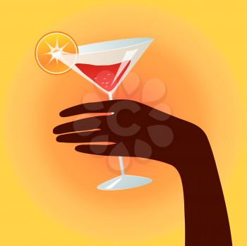 hand holding a cocktail glass