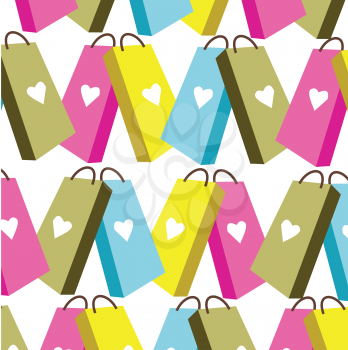  colored shopping bags on white background