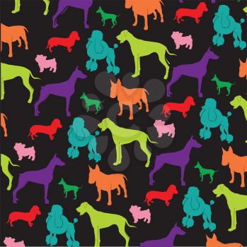 colored dogs on black background