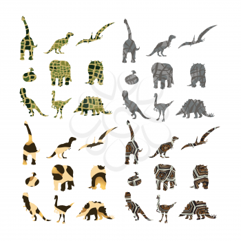 dinosaurs with different animal patterns