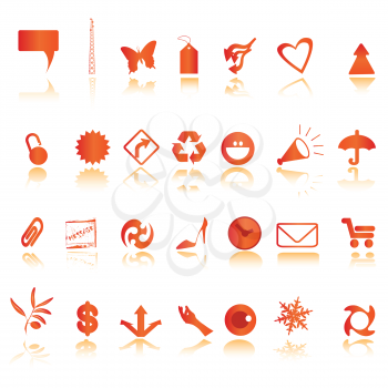 orange icons collection on white