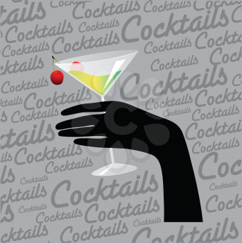 retro background with hand and cocktail