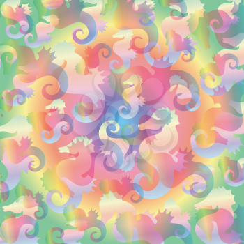 sea horses background in pastel colors