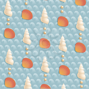 wallpaper with shells and pearls