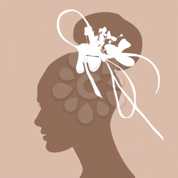 woman silhouette with wedding hairstyle