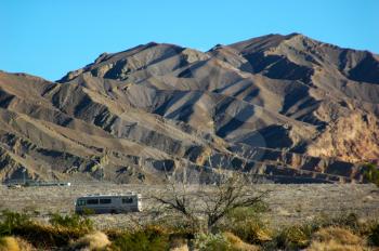 Royalty Free Photo of a Trailer Parked in Death Valley National Park