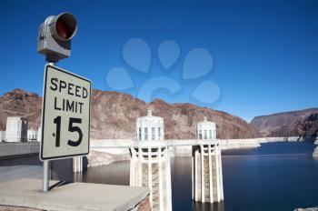 Royalty Free Photo of a Speed Limit Sign at the Hoover Dam