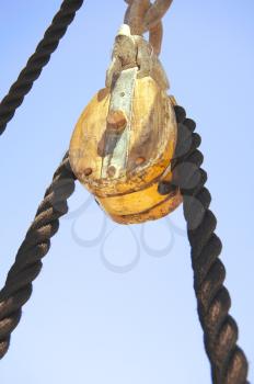 Royalty Free Photo of a Pulley and Rope