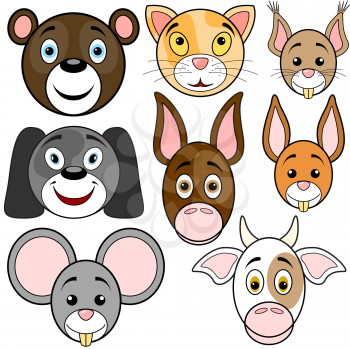 Royalty Free Clipart Image of a Set of Animal Babies' Faces