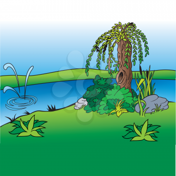 Royalty Free Clipart Image of a River Scene