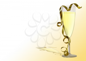 Royalty Free Clipart Image of a Glass of Champagne