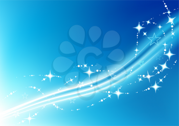 Royalty Free Clipart Image of a Sky Blue Background With Starry Swirls