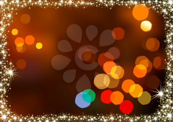Royalty Free Clipart Image of a Christmas Border With Blurred Lights