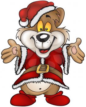 Royalty Free Clipart Image of a Happy Santa Bear