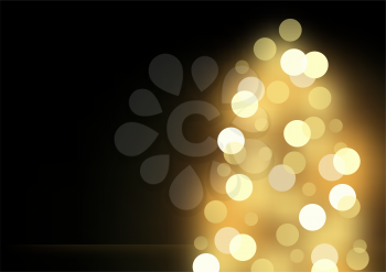 Royalty Free Clipart Image of a Gold Blurry Christmas Tree