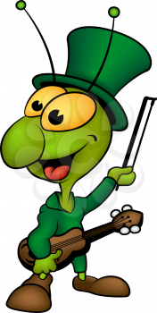 Royalty Free Clipart Image of a Bug Playing a Violin