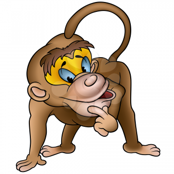 Royalty Free Clipart Image of a Thoughtful Monkey