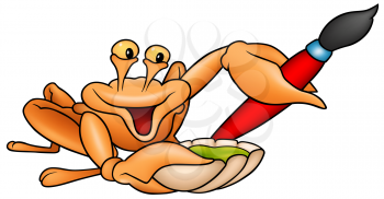 Royalty Free Clipart Image of a Crab Painter