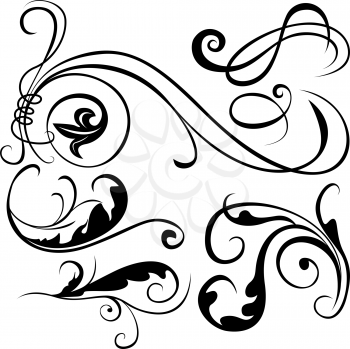 Royalty Free Clipart Image of Swirly Elements