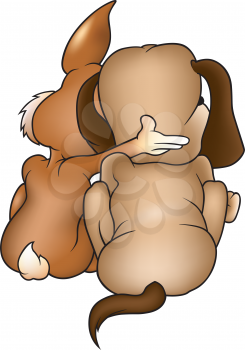 Royalty Free Clipart Image of a Dog and a Rabbit