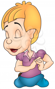 Royalty Free Clipart Image of a Dreamy Boy