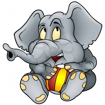 Royalty Free Clipart Image of an Elephant With a Ball